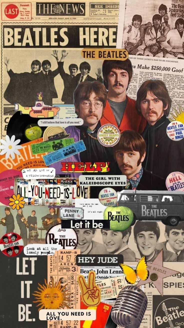 The Beatles Collage Music Poster